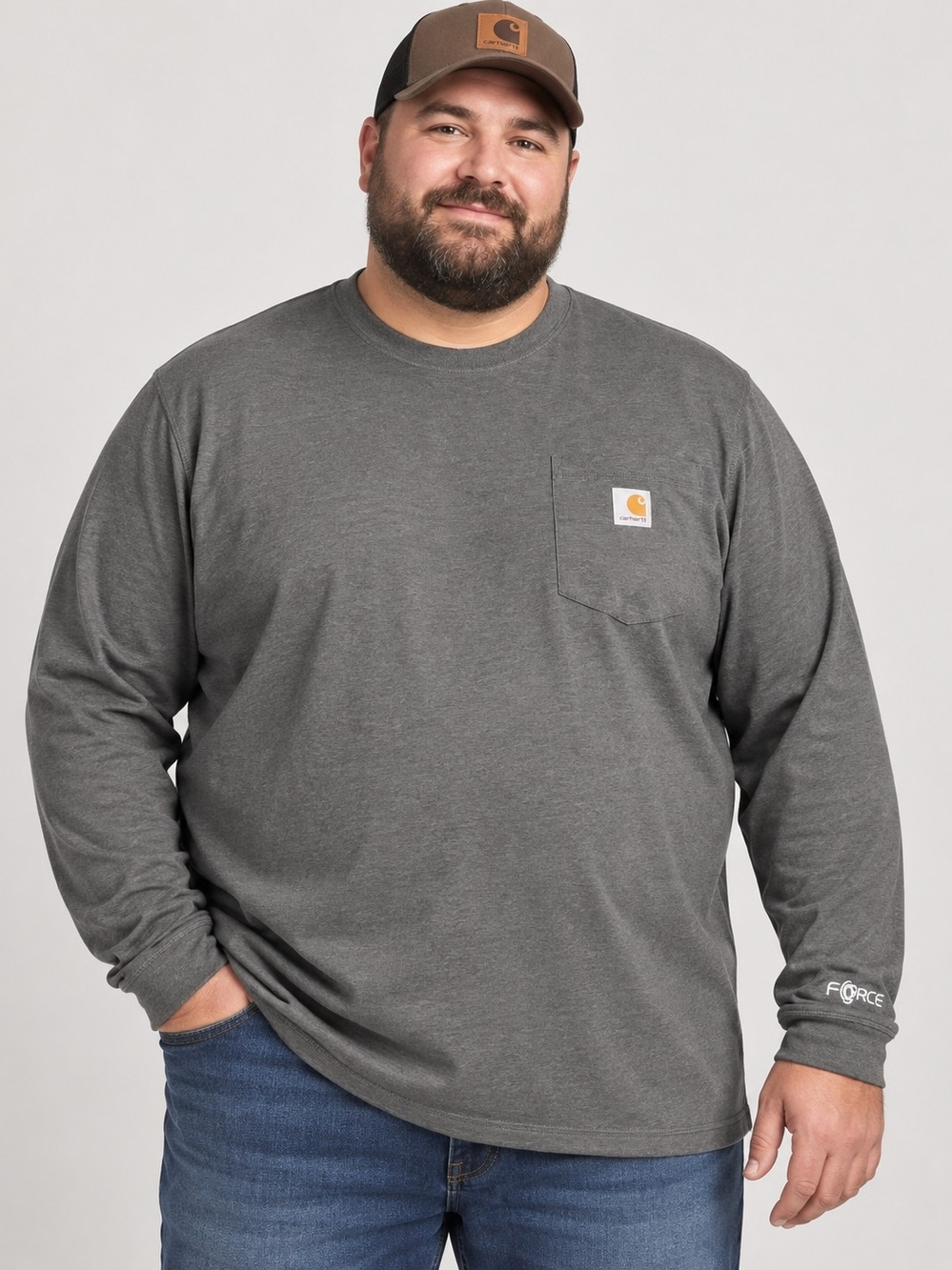 Carhartt Men's Long-Sleeve Pocket T-Shirt — Charcoal